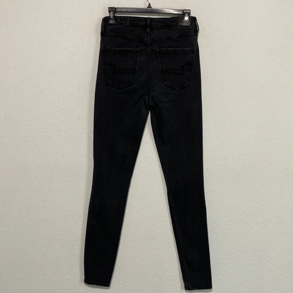 American Eagle Super Hi-Rise Black Wash Ripped Knees Skinny Jegging 6L - Picture 8 of 11
